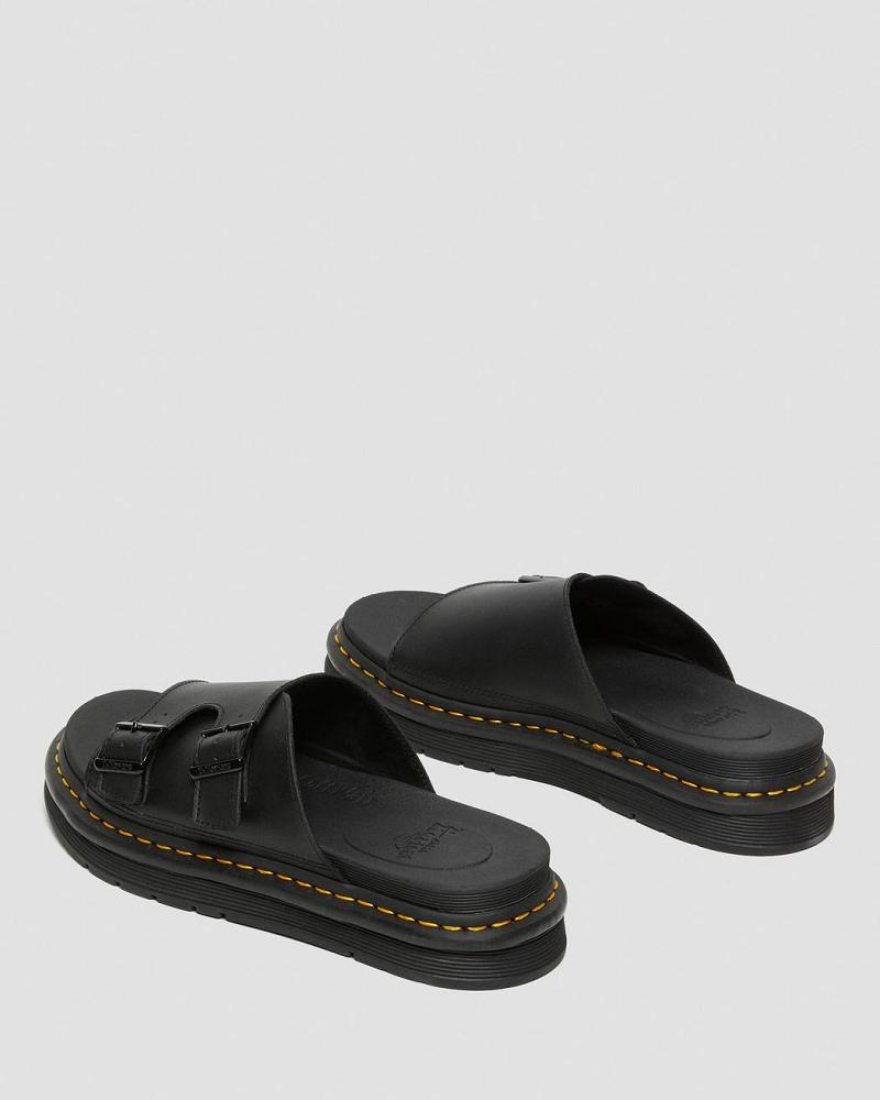 Men's Dr Martens Dax Men's Leather Sandals Black | AU 629ILH